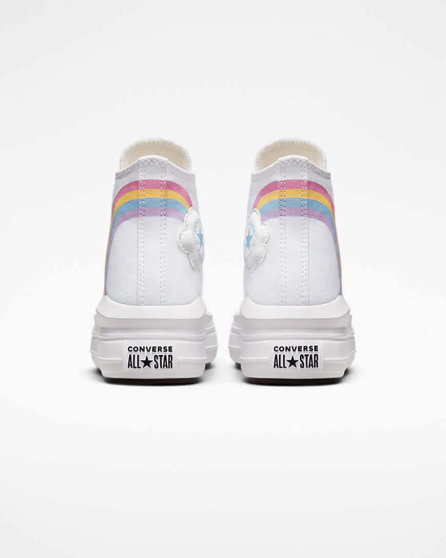 Zapatos Plataforma Converse Chuck Taylor All Star Move Rainbow Cloud Altas Niña Blancas Azules Rosas | PE E7PW0L